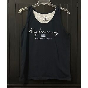 Mykonos Greece Graphic Tank Top Large Coastal Travel Resort Summer